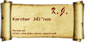 Karcher János névjegykártya